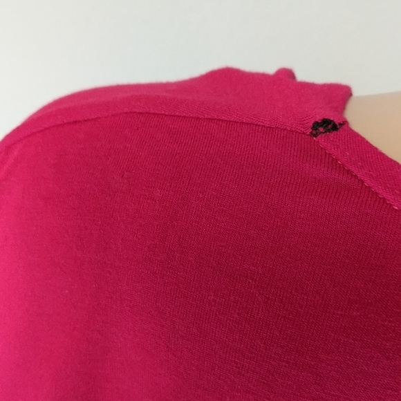 [Max Studio] Bold Red Color Block Draped Blouse - Picture 4 of 5